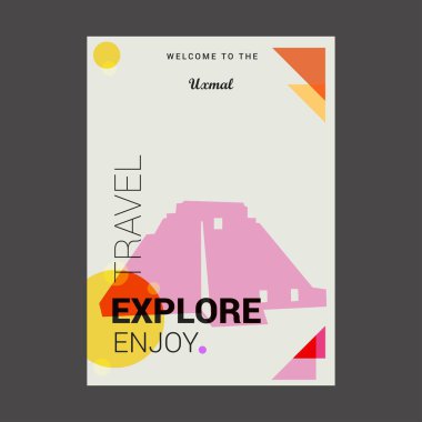Hoşgeldiniz Uxmal Yucatn, Meksika için keşfetmek, seyahat zevk Poster şablonu