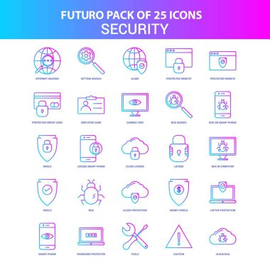 25 mavi ve pembe Futuro güvenlik Icon Pack
