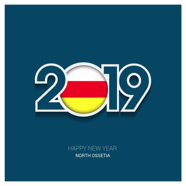 2019 Kuzey Osetya tipografi, mutlu yeni yıl arka plan