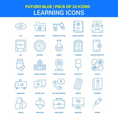 Simgeleri simgeleri - Futuro mavi 25 Icon pack öğrenme