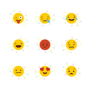 Sarı emojis tasarlamak vektör kümesi