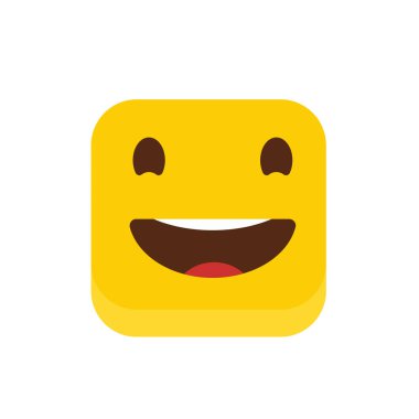 Emoji simgesi tasarım, renkli vektör çizim gülüyor