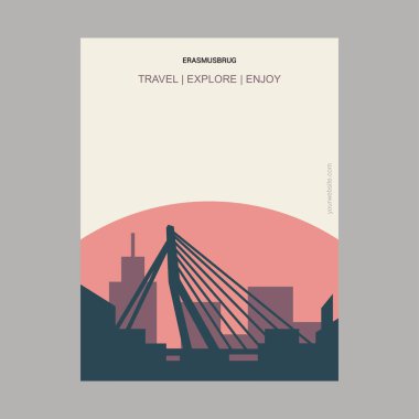 Erasmusburg Rotterdam, Hollanda Vintage tarzı Landmark Poster şablonu