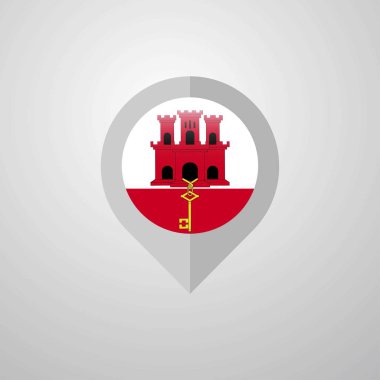 Harita navigasyon işaretçisi ile Gibraltar bayrak tasarlamak vektör