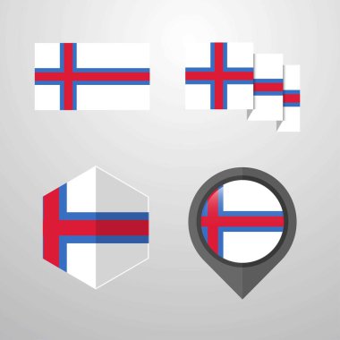 Faroe Adaları bayrağı set vektör tasarımı