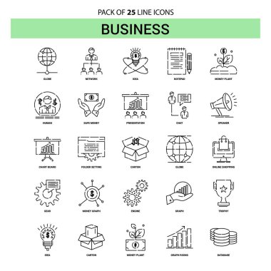 İş hattı Icon Set - 25 kesikli anahat stili