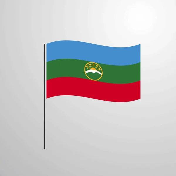 Karačajevsko Chekessia Mává Vlajkou — Stockový vektor