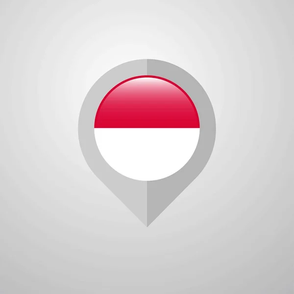 Penunjuk Peta Navigasi Dengan Vektor Desain Bendera Monaco - Stok Vektor