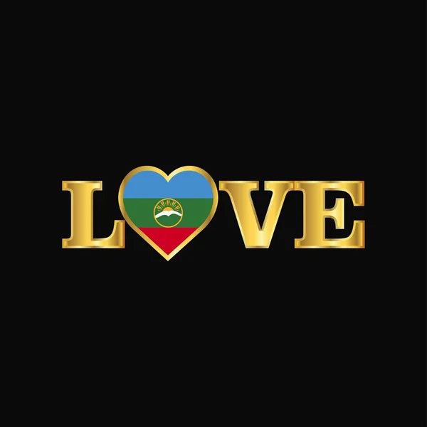 Golden Love Typography Karachay Chekessia Flag Design Vector — Stock Vector