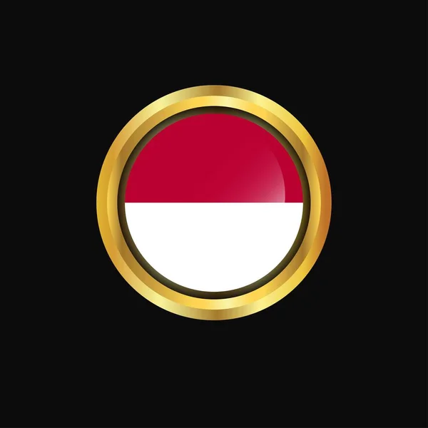 Bandera Indonesia Botón Dorado — Vector de stock