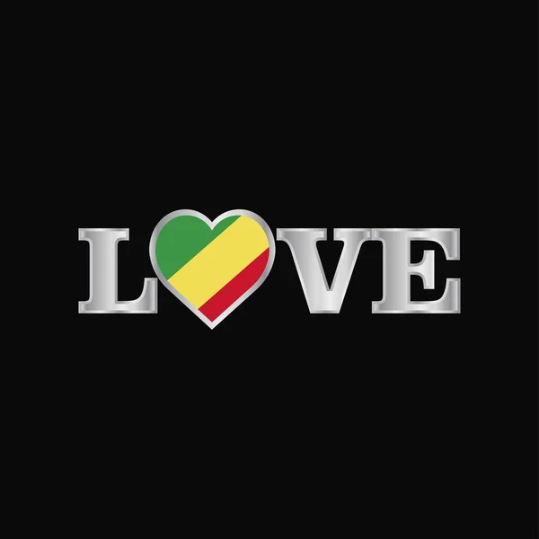 Tipografía Del Amor Con Republic Congo Flag Design Vector — Archivo Imágenes Vectoriales