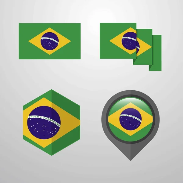 Brezilya Bayrağı Tasarım Vektör Ayarla — Stok Vektör