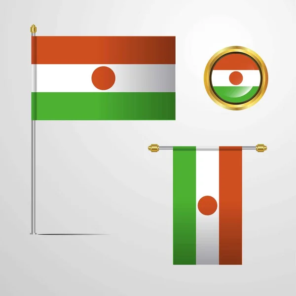 Niger Flaggan Ikonen Vektorillustration — Stock vektor