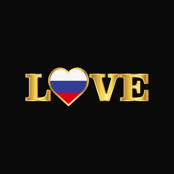 Gyllene Kärlek Typografi Ryssland Flaggan Design Vektor — Stock vektor