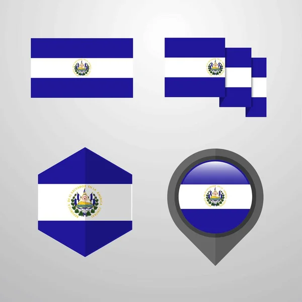 Salvador Bandera Diseño Conjunto Vector — Archivo Imágenes Vectoriales