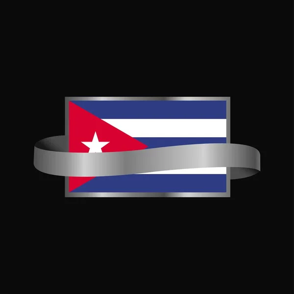 Kuba Vlajka Stuha Banner Design — Stockový vektor