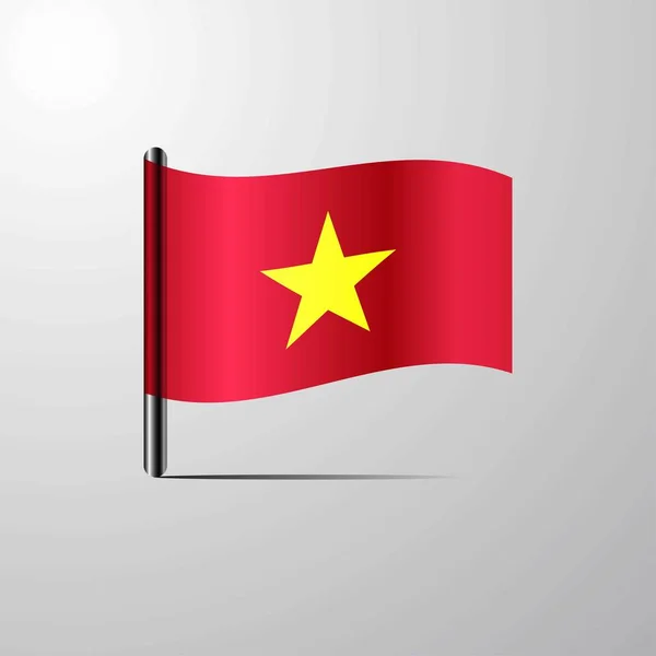 Vietnam Schwenkt Glänzende Flagge — Stockvektor