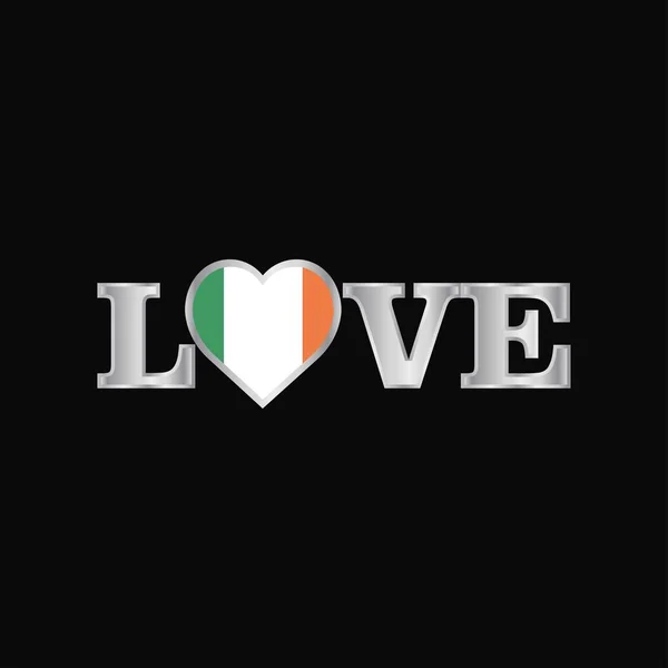 Love Typography Ireland Flag Design Vector — Stock Vector