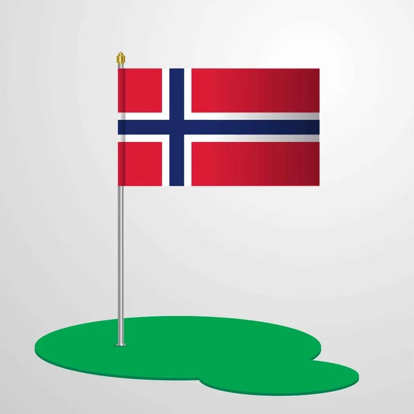 Norge Flaggstång Vektorillustration — Stock vektor