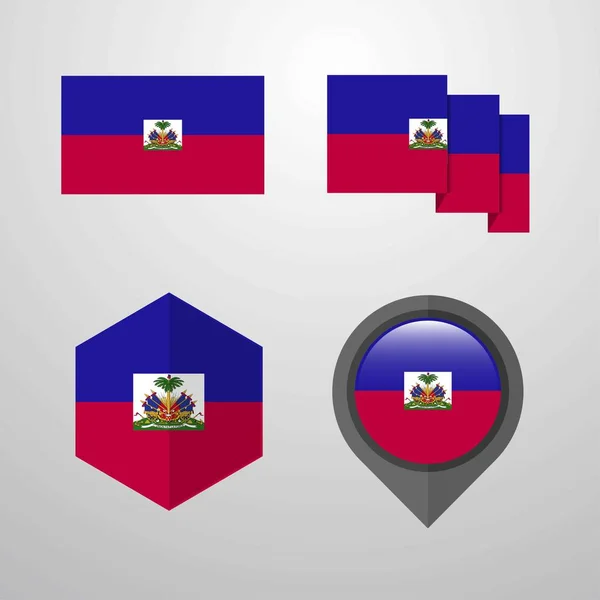 Haiti Flag Design Set Vektor — Stockvektor