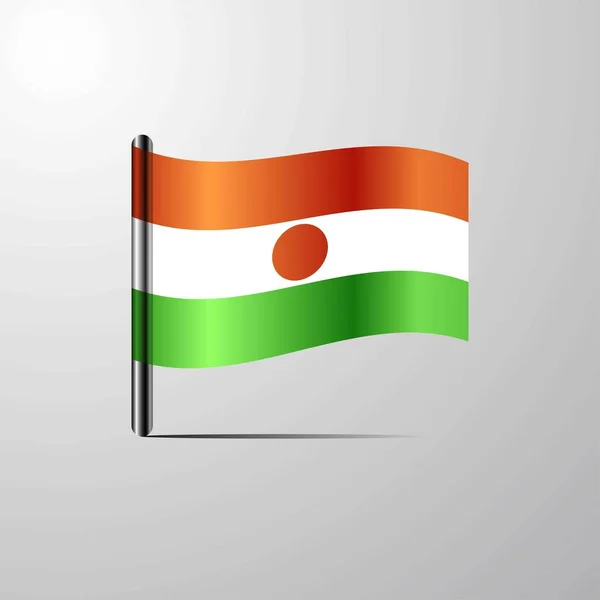 Niger Viftande Glänsande Flaggan Design Vektor — Stock vektor