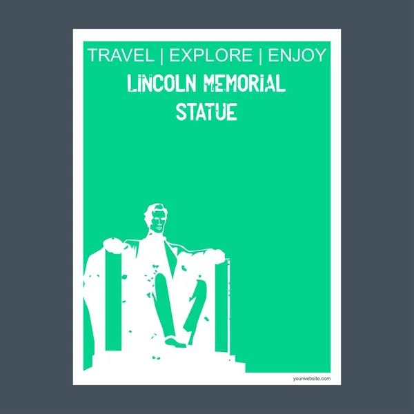 Lincoln Estatua Washington Monumento Folleto Hito Estilo Plano Tipografía Vector — Vector de stock