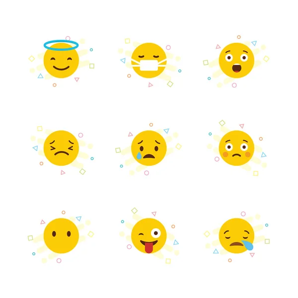 Conjunto Vetor Design Emojis Amarelo — Vetor de Stock