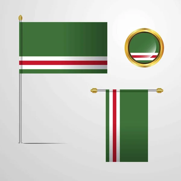 Lchkeria Çeçen Cumhuriyeti Bayrağı Simge Vektör Çizim — Stok Vektör