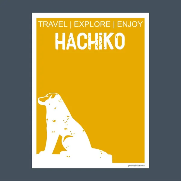 Hachiko Japón Folleto Monumento Hito Estilo Plano Tipografía Vector — Vector de stock