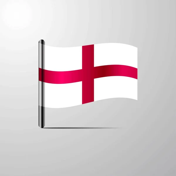 Inglaterra Ondeando Shiny Flag Vector Diseño — Vector de stock