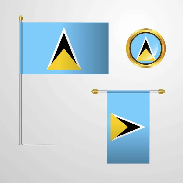 Εικονογράφηση Διάνυσμα Εικονίδιο Σημαίας Αγία Λουκία — Διανυσματικό Αρχείο