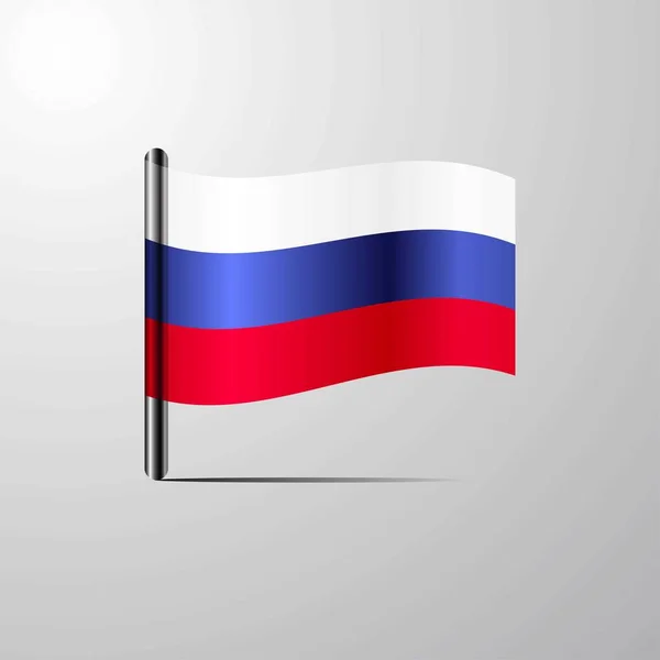 Rusia Ondeando Shiny Flag Vector Diseño — Vector de stock