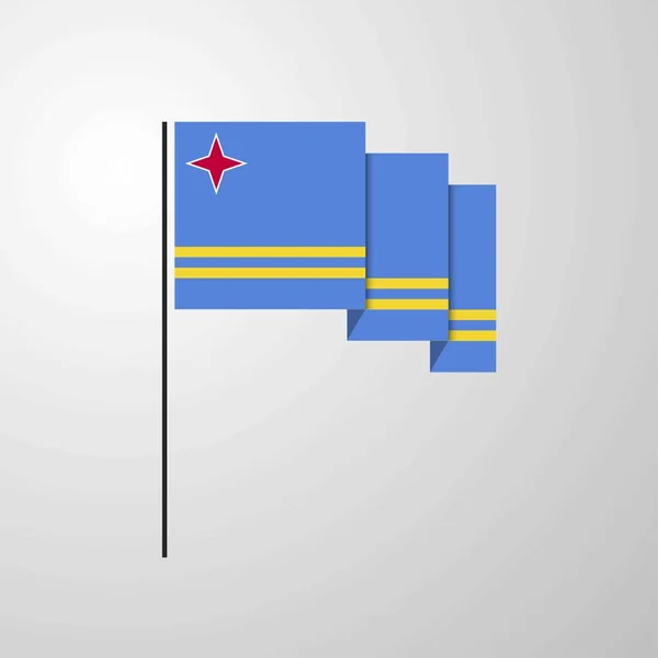 Aruba Viftande Flagga Kreativ Bakgrund — Stock vektor