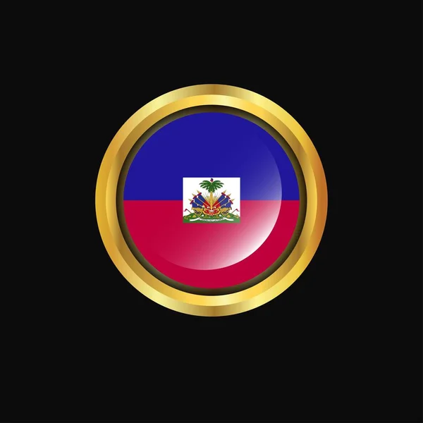 Bandeira Haiti Botão Dourado — Vetor de Stock