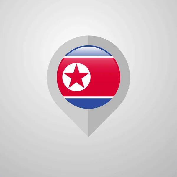 Mapa Ponteiro Navegação Com Korea North Flag Design Vector —  Vetores de Stock