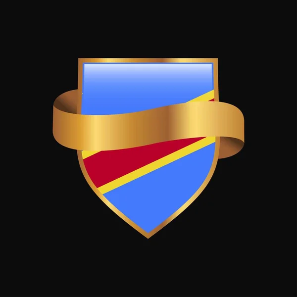 Comoren Vlag Gouden Badge Ontwerp Vector — Stockvector