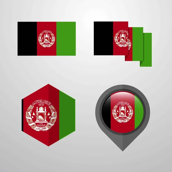 Afghanistan Flag Design Set Vector — Stock Vector