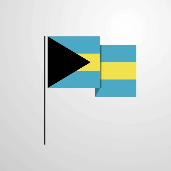 Bahamas Viftande Flagga Design Vektor — Stock vektor