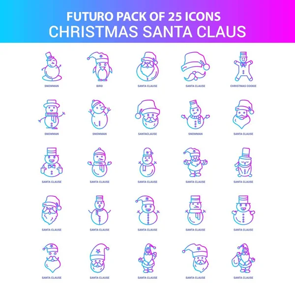 Paquete Iconos Navidad Futuro Santa Claus Azul Rosa — Vector de stock