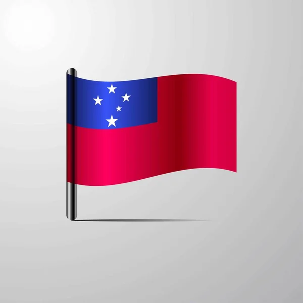 Samoa Waving Shiny Flag Design Vector — Stock Vector