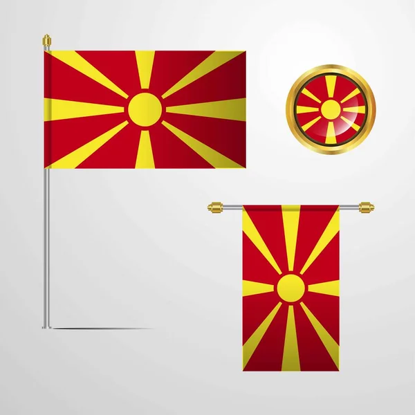 Macedónia Bandeira Ícone Vetor Ilustração — Vetor de Stock