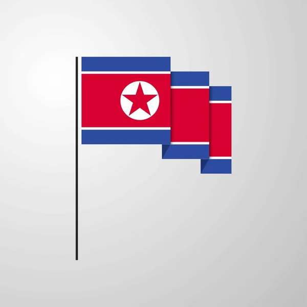 Coreia Norte Acenando Bandeira Fundo Criativo — Vetor de Stock