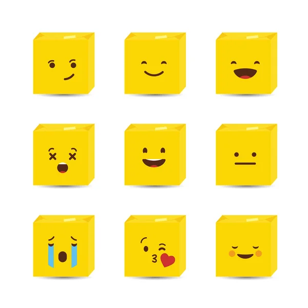 노란색 사각형 Emojis 디자인 벡터의 — 스톡 벡터