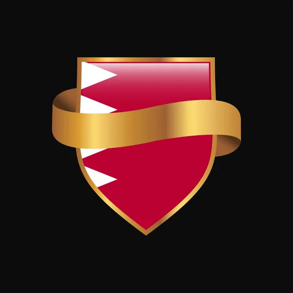 Bahrain Flag Golden Badge Design Vector — Stock Vector
