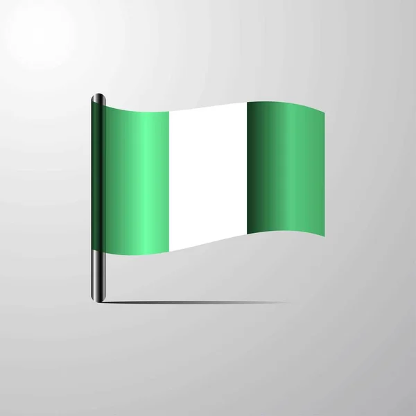 Nigeria Ondeando Shiny Flag Vector Diseño — Vector de stock