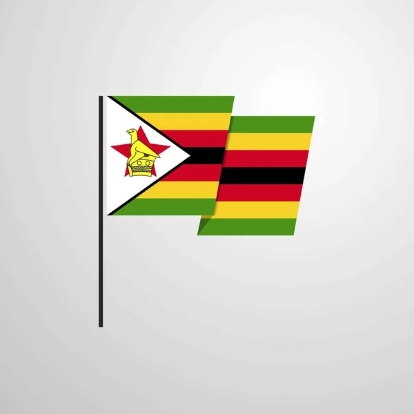 Zimbabwe Ondeando Bandera Diseño Vector — Archivo Imágenes Vectoriales