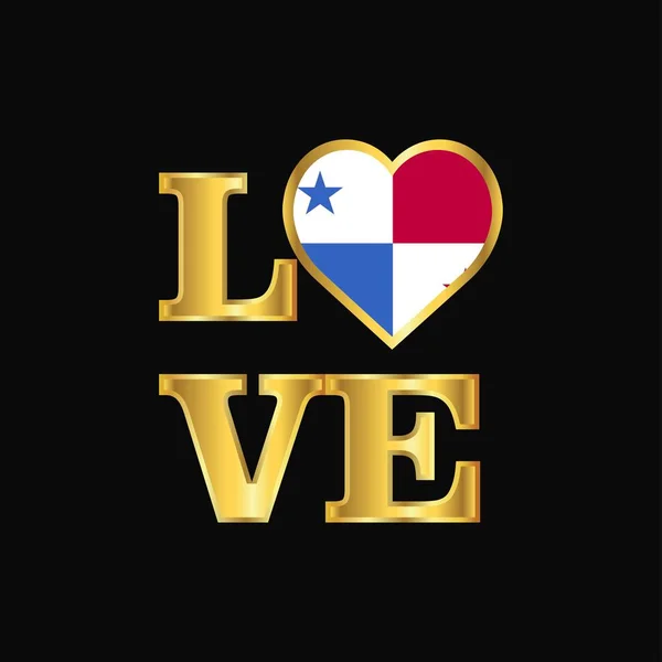 Tipografía Amor Panama Flag Design Vector Gold Lettering — Archivo Imágenes Vectoriales