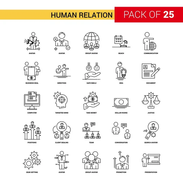 Human Relation Black Line Icon - 25 Business Outline Icon Set