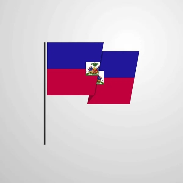 Haïti Zwaaien Vlag Ontwerp Vector — Stockvector