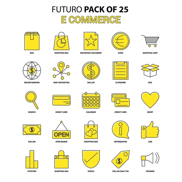 Commerce Ορισμόςεικονιδίου Κίτρινο Τελευταίες Σχεδιασμού Μέλλον Εικονίδιο Pack — Διανυσματικό Αρχείο